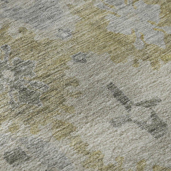 HomeRoots 8' Wheat and Gray Oriental Round Rug - Washable, UV Protected, Durable Design for Busy Homes 700502