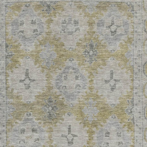HomeRoots 8' X 10' Wheat and Gray Oriental Area Rug - Washable, Stain-Resistant, and UV Protected for Daily Use 700503
