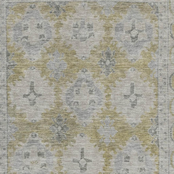 HomeRoots 8' X 10' Wheat and Gray Oriental Area Rug - Washable, Stain-Resistant, and UV Protected for Daily Use 700503