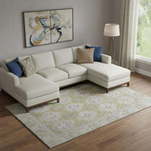 HomeRoots 10' Wheat and Gray Oriental Area Rug - Washable, UV-Protected, Durable, Perfect for Family Spaces! 700505
