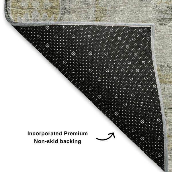 HomeRoots 10' Wheat and Gray Oriental Area Rug - Washable, UV-Protected, Durable, Perfect for Family Spaces! 700505