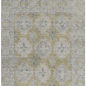 HomeRoots 10' Wheat and Gray Oriental Area Rug - Washable, UV-Protected, Durable, Perfect for Family Spaces! 700505