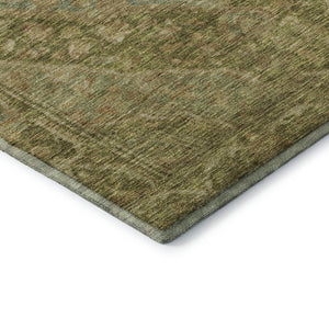 HomeRoots 5' X 8' Elegant Artichoke Green Beige Oriental Area Rug - Washable, UV Protected & Stain Resistant! 700507