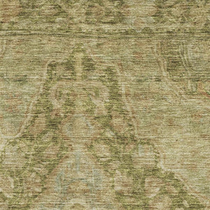 HomeRoots 5' X 8' Elegant Artichoke Green Beige Oriental Area Rug - Washable, UV Protected & Stain Resistant! 700507