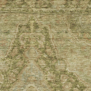 HomeRoots 8' X 10' Artichoke Green Beige Oriental Washable Area Rug - UV Protected, Stain Resistant & Durable 700509