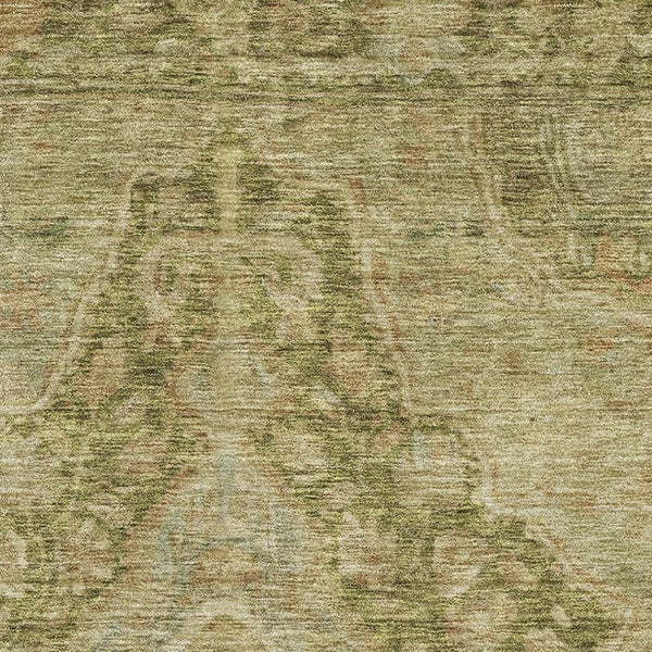 HomeRoots 8' X 10' Artichoke Green Beige Oriental Washable Area Rug - UV Protected, Stain Resistant & Durable 700509