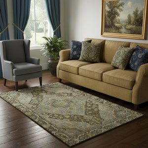 HomeRoots 5' X 8' Brown and Gray Washable Oriental Area Rug with UV Protection, Perfect for High-Traffic Spaces! 700513