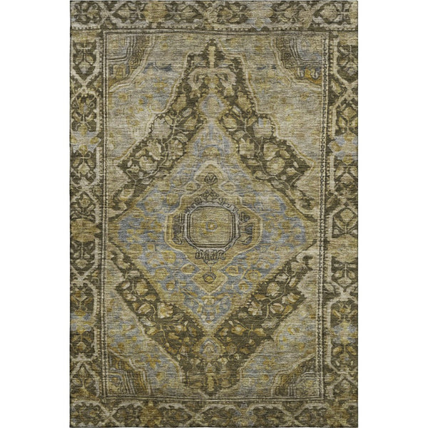 HomeRoots 5' X 8' Brown and Gray Washable Oriental Area Rug with UV Protection, Perfect for High-Traffic Spaces! 700513