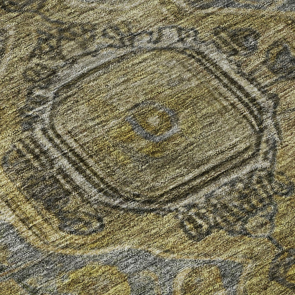 HomeRoots 5' X 8' Brown and Gray Washable Oriental Area Rug with UV Protection, Perfect for High-Traffic Spaces! 700513