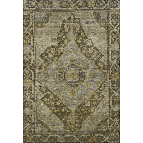 HomeRoots 5' X 8' Brown and Gray Washable Oriental Area Rug with UV Protection, Perfect for High-Traffic Spaces! 700513