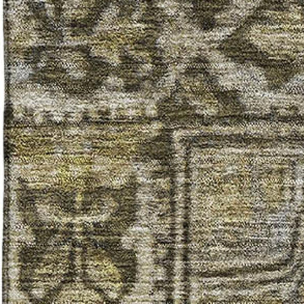 HomeRoots 8' X 10' Brown and Gray Washable Oriental Area Rug with UV Protection & Stain Resistance for Homes 700515