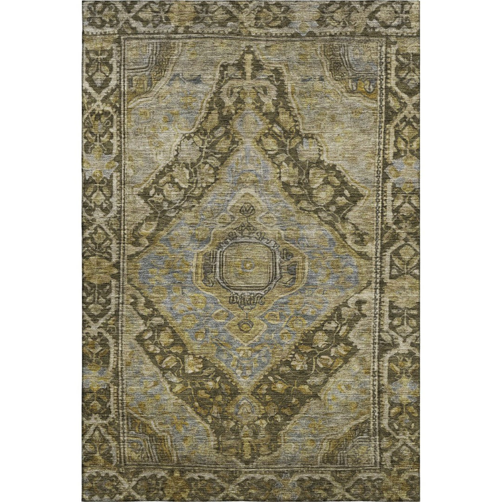HomeRoots 9' X 12' Brown and Gray Oriental Area Rug - Washable, UV-Protected, Durable for Family Spaces 700516