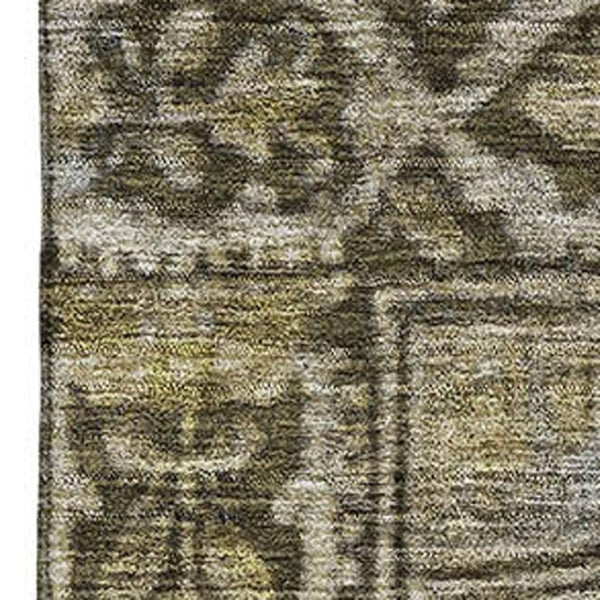HomeRoots 9' X 12' Brown and Gray Oriental Area Rug - Washable, UV-Protected, Durable for Family Spaces 700516