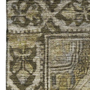 HomeRoots 9' X 12' Brown and Gray Oriental Area Rug - Washable, UV-Protected, Durable for Family Spaces 700516