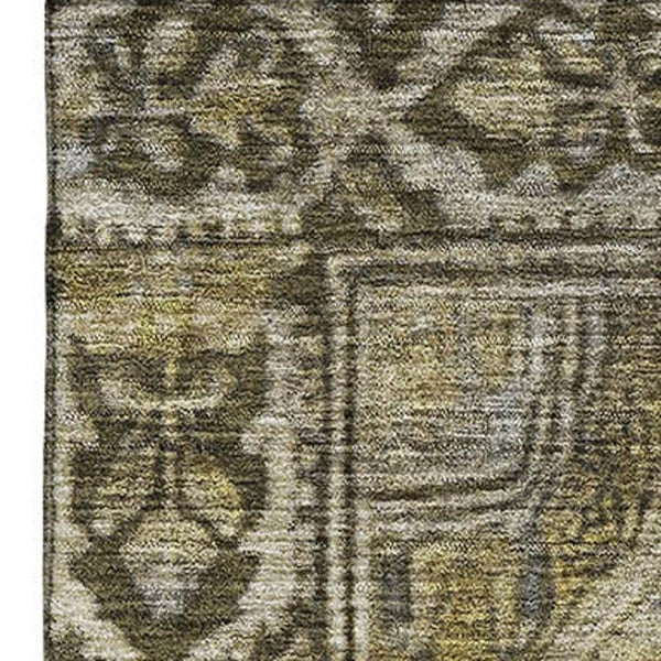 HomeRoots 9' X 12' Brown and Gray Oriental Area Rug - Washable, UV-Protected, Durable for Family Spaces 700516