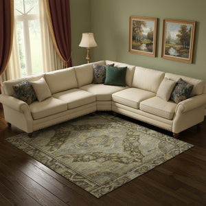 HomeRoots 10' Brown and Gray Oriental Washable Area Rug with UV Protection - Durable, Stylish, Easy-Care Design 700517