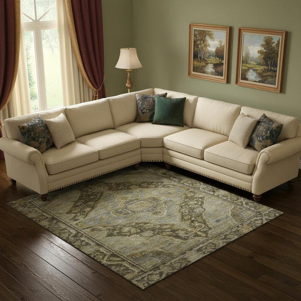 HomeRoots 10' Brown and Gray Oriental Washable Area Rug with UV Protection - Durable, Stylish, Easy-Care Design 700517