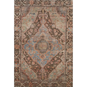 HomeRoots 5' X 8' Chocolate & Blue Oriental Washable Area Rug - Stylish, Durable, UV Protected & Stain Resistant 700519