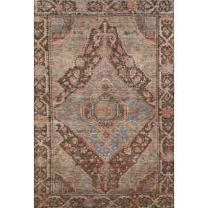 HomeRoots 8' X 10' Chocolate and Blue Oriental Area Rug - Washable, UV Protected, Stain Resistant for Easy Care 700521