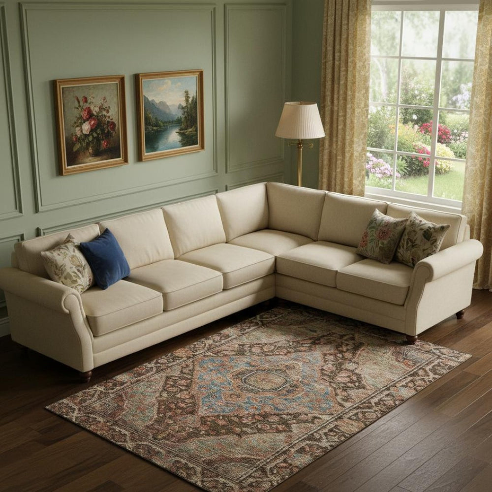 HomeRoots 9' X 12' Elegant Chocolate and Blue Oriental Area Rug with UV Protection – Washable & Durable Design 700522