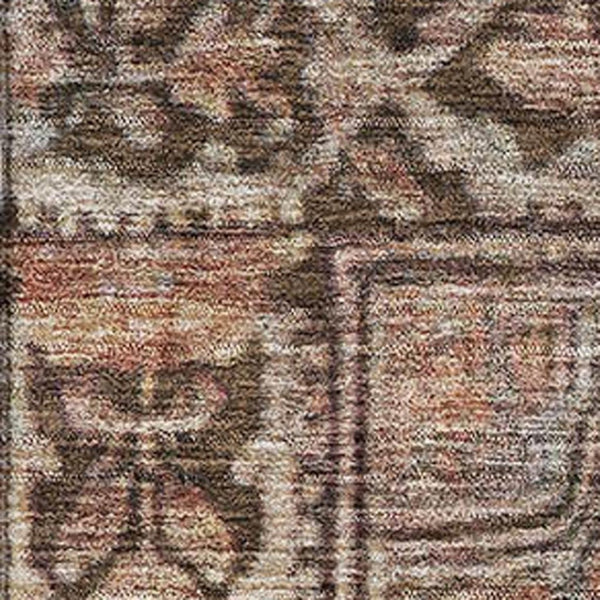 HomeRoots 9' X 12' Elegant Chocolate and Blue Oriental Area Rug with UV Protection – Washable & Durable Design 700522