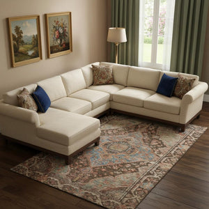 HomeRoots 10' X 14' Washable Chocolate & Blue Oriental Area Rug with UV Protection – Perfect for Busy Homes! 700523