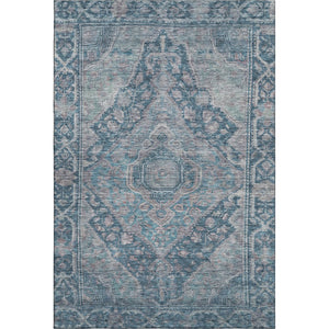 HomeRoots 5' X 8' Denim Blue and Gray Washable Area Rug with UV Protection - Stylish, Durable, Kid-Friendly Design! 700525