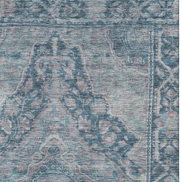 HomeRoots 5' X 8' Denim Blue and Gray Washable Area Rug with UV Protection - Stylish, Durable, Kid-Friendly Design! 700525