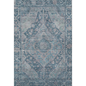 HomeRoots 5' X 8' Denim Blue and Gray Washable Area Rug with UV Protection - Stylish, Durable, Kid-Friendly Design! 700525