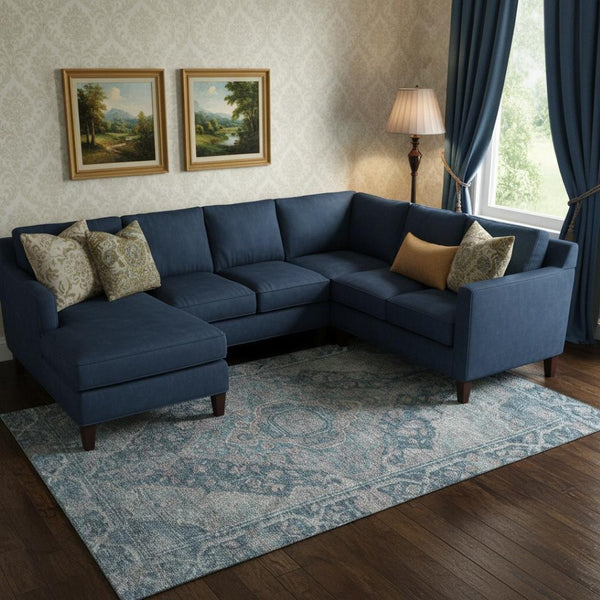 HomeRoots 9' X 12' Denim Blue & Gray Washable Area Rug - Stain Resistant, UV Protected, Perfect for High-Traffic Spaces 700528