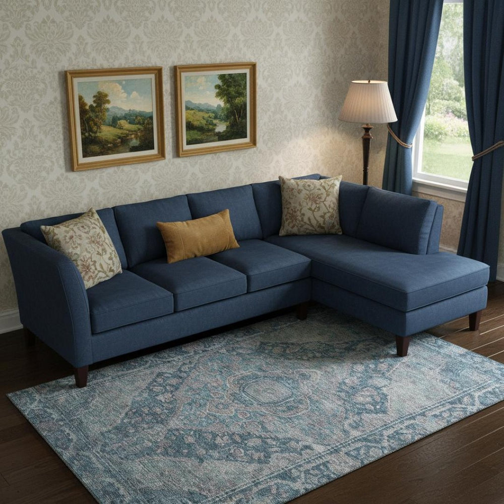 HomeRoots 10' X 14' Denim Blue Gray Washable Area Rug - Stain-Resistant, UV Protected, Durable for Busy Homes 700529