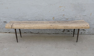 Lilys Vintage Bench Large About 6-7Ft Long Weathered Natural With Metal Leg (Size & Color Vary) 7005-3
