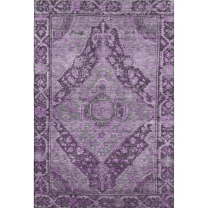 HomeRoots 5' X 8' Eggplant and Gray Oriental Area Rug - Durable, Washable & UV-Protected for Busy Homes 700531