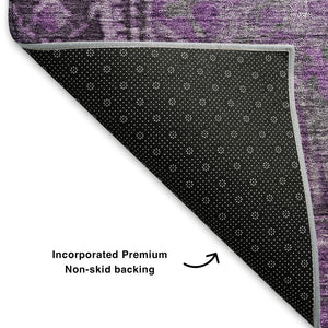 HomeRoots 5' X 8' Eggplant and Gray Oriental Area Rug - Durable, Washable & UV-Protected for Busy Homes 700531