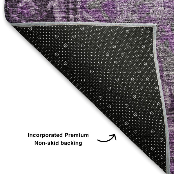 HomeRoots 5' X 8' Eggplant and Gray Oriental Area Rug - Durable, Washable & UV-Protected for Busy Homes 700531