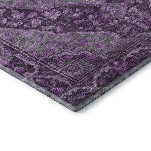 HomeRoots 5' X 8' Eggplant and Gray Oriental Area Rug - Durable, Washable & UV-Protected for Busy Homes 700531