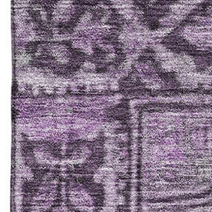 HomeRoots 5' X 8' Eggplant and Gray Oriental Area Rug - Durable, Washable & UV-Protected for Busy Homes 700531