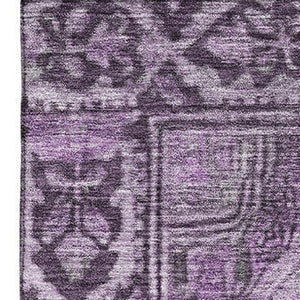 HomeRoots 8' X 10' Eggplant Gray Oriental Area Rug - Washable, UV-Protected, Durable & Stain-Resistant Design! 700533
