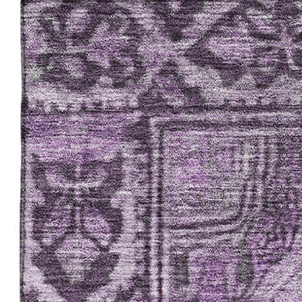 HomeRoots 8' X 10' Eggplant Gray Oriental Area Rug - Washable, UV-Protected, Durable & Stain-Resistant Design! 700533