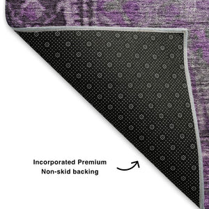 HomeRoots 9' X 12' Eggplant & Gray Washable Area Rug - Durable, Stain Resistant, UV Protected for High Traffic Homes 700534