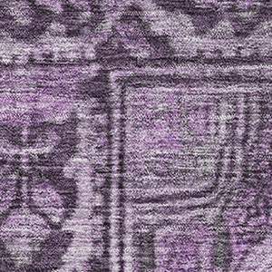 HomeRoots 9' X 12' Eggplant & Gray Washable Area Rug - Durable, Stain Resistant, UV Protected for High Traffic Homes 700534
