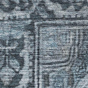 HomeRoots 8' X 10' Navy Blue & Gray Oriental Washable Area Rug - UV Protection, Stain Resistant & Durable Design 700539