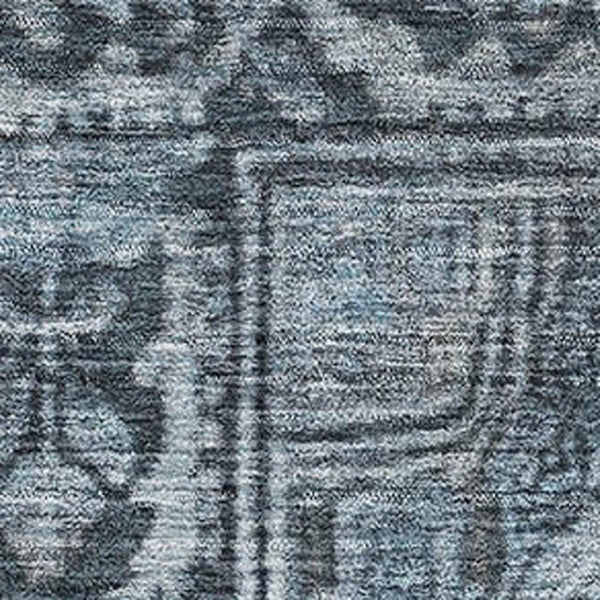 HomeRoots 8' X 10' Navy Blue & Gray Oriental Washable Area Rug - UV Protection, Stain Resistant & Durable Design 700539