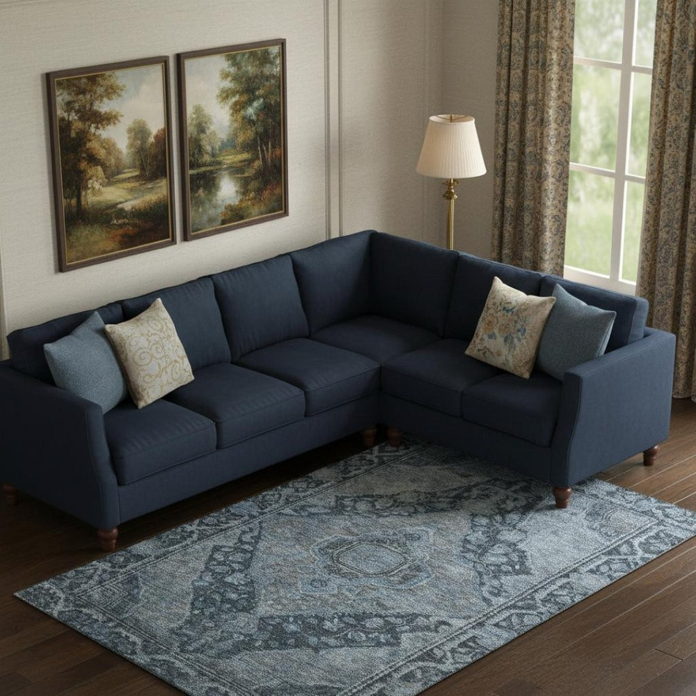 HomeRoots 9' Navy Blue and Gray Oriental Area Rug - Washable, UV Protected, Durable for High-Traffic Spaces 700540