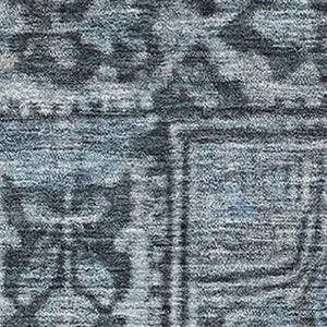 HomeRoots 9' Navy Blue and Gray Oriental Area Rug - Washable, UV Protected, Durable for High-Traffic Spaces 700540