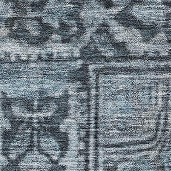 HomeRoots 9' Navy Blue and Gray Oriental Area Rug - Washable, UV Protected, Durable for High-Traffic Spaces 700540