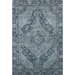 HomeRoots 10' Washable Navy Blue and Gray Oriental Area Rug with UV Protection – Perfect for Busy Homes! 700541