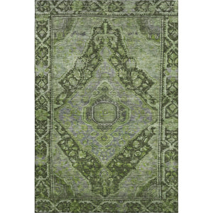 HomeRoots 8' X 10' Olive Green & Gray Oriental Area Rug – Durable, Washable, UV-Protected for Busy Homes 700545
