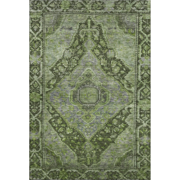 HomeRoots 8' X 10' Olive Green & Gray Oriental Area Rug – Durable, Washable, UV-Protected for Busy Homes 700545
