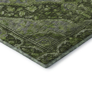HomeRoots 8' X 10' Olive Green & Gray Oriental Area Rug – Durable, Washable, UV-Protected for Busy Homes 700545